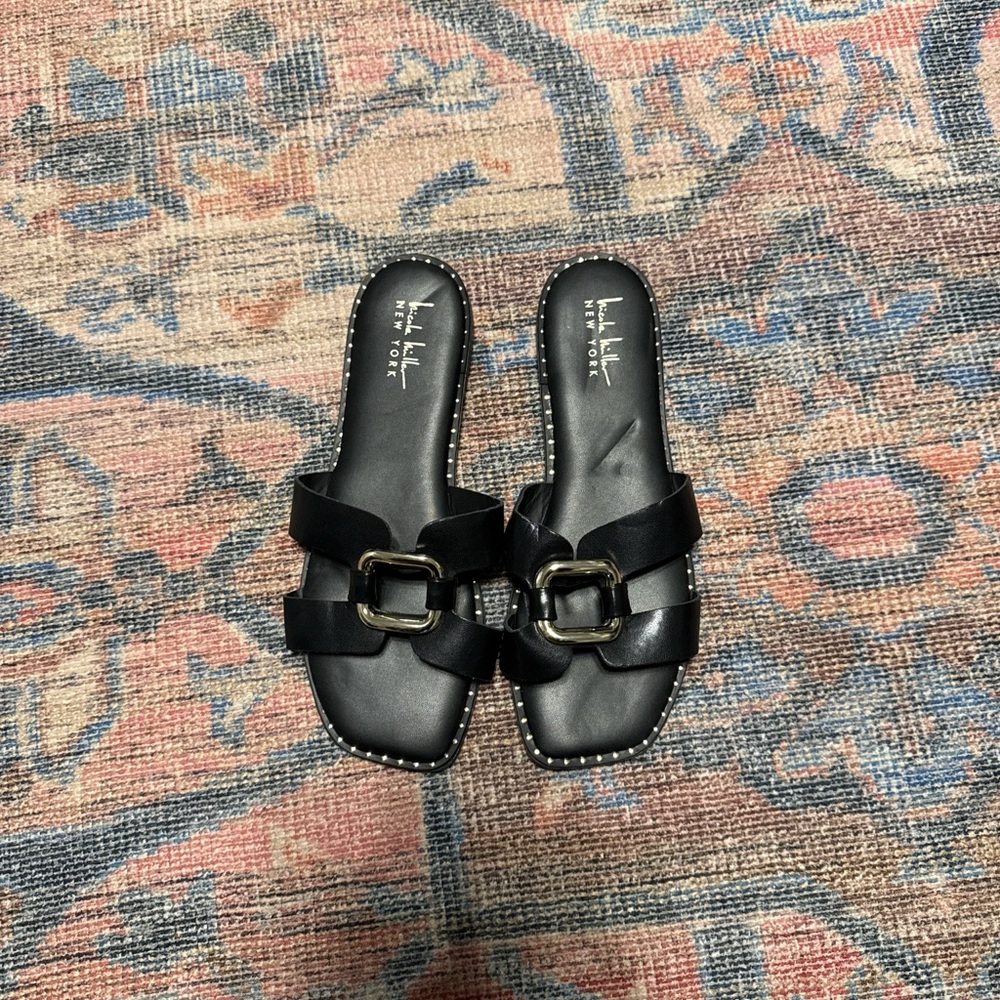 Nicole Miller Black Sandals with Buckle Accents